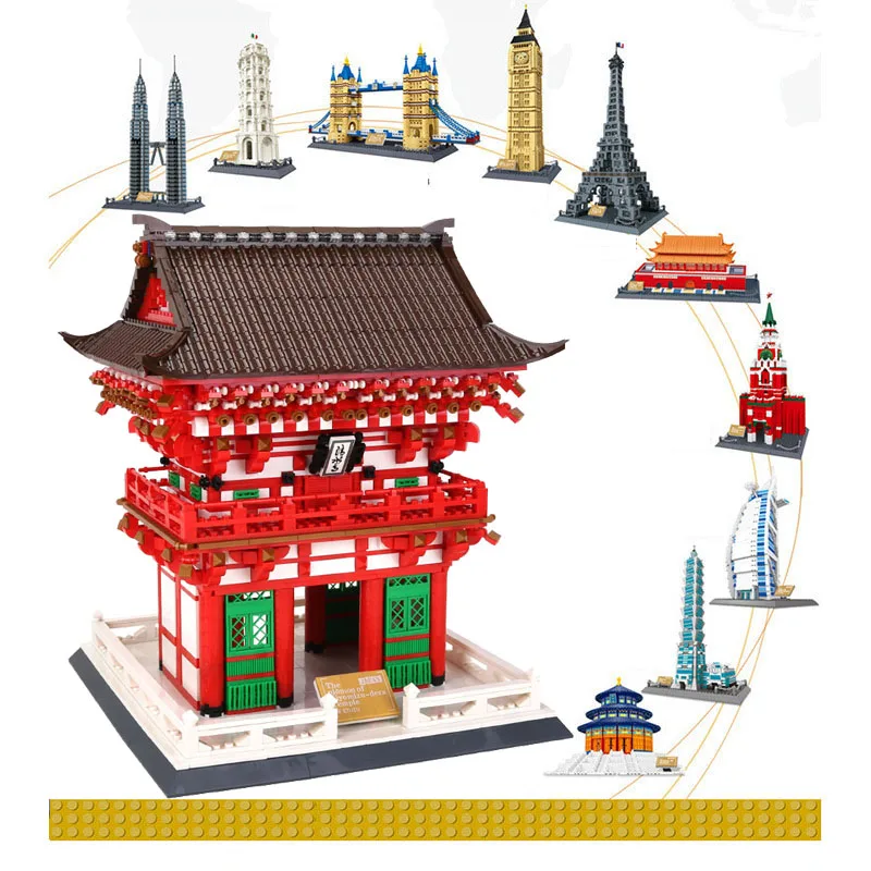 Arhitektonski model opeke svjetski poznate zgrade Hram Ниомон Киемидзудэра u Kyotu Obrazovni gradbeni blok Vrata Nio-Mont