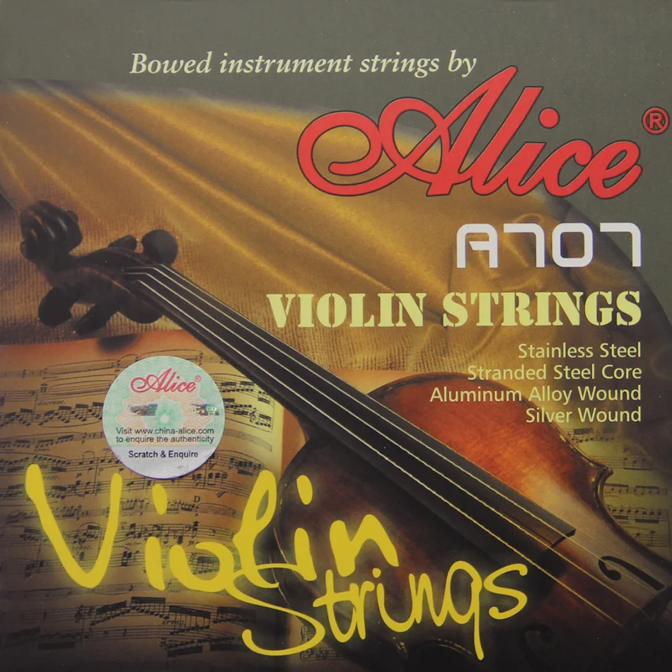 Alice Violinske Žice A707 premium brand violinske žice S Premazom Od Čelika Pletena Čelična Jezgra Niklom Loptu Kraj