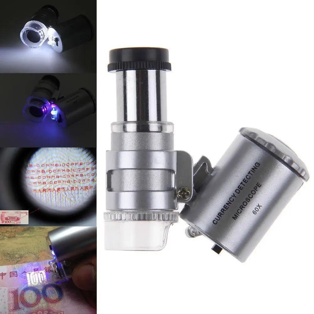 Led Nakit Stakleni Mikroskop s 60 X Zoom Objektiv S Povećalom, Pda Mini-UV Lampa za Provjeru Dijamantno Pečat