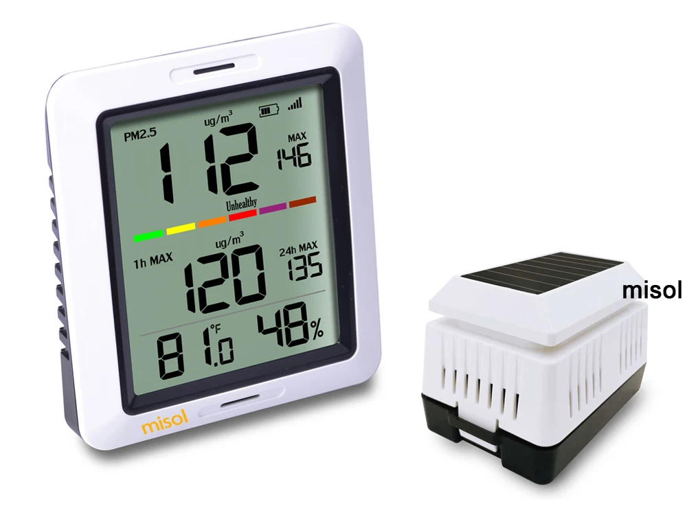 MISOL / 1 JEDINICA mjerenja PM2.5 tester kvalitete zraka bežični monitor, sa temperaturama i vlažnosti u zatvorenom prostoru, na solarne baterije, WH0290P