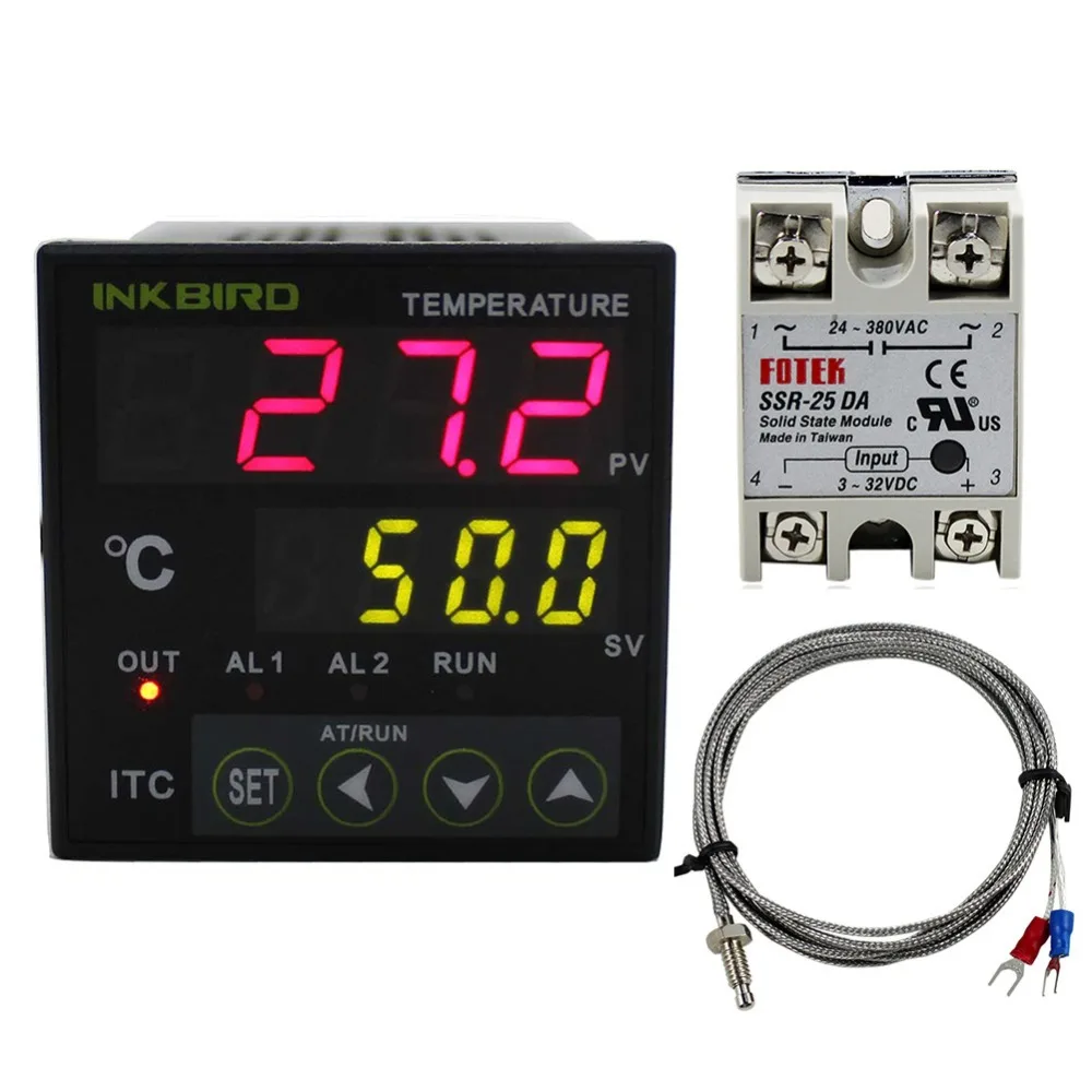 Inkbird AC 100-220 U ITC-100VH Digitalni PID Termostat Regulator Temperature sa DA 25A SSR i K Термопарой