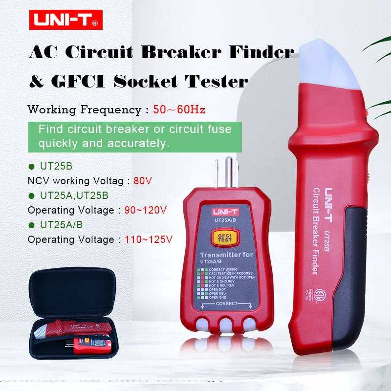UNIT UT25A Profesionalni Automatski Prekidač Seeker Utičnice Tester Indikator NCV Test GFCI na utičnicu s led Indikatorom