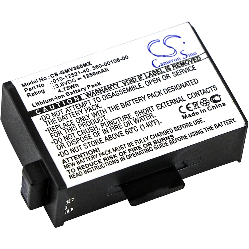 CS kamera Baterija za Garmin Virb 360 Odgovara 010-12521-40 361-00106-00 360-00106-00 Litij-ionska 3,80 1250 mah/4,75 Wh