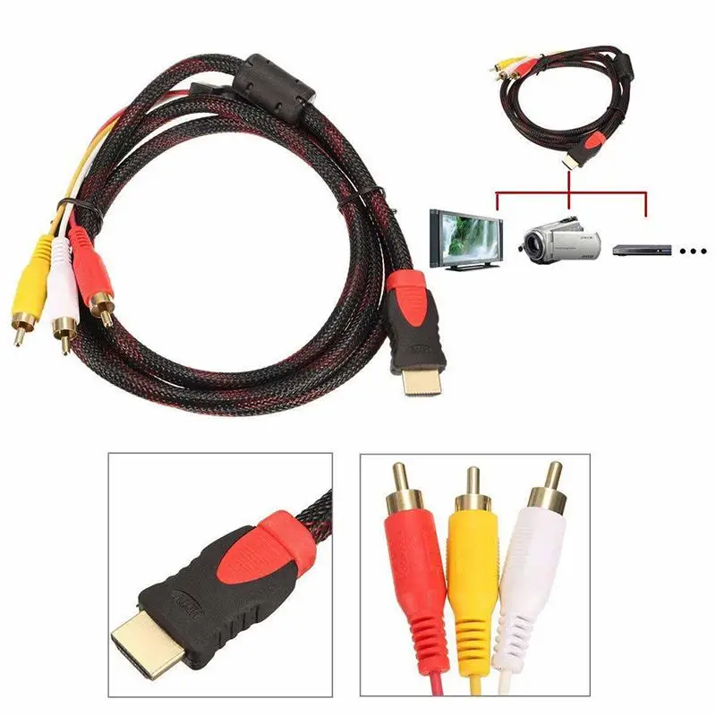 HDMI-kompatibilnu s 3-RCA Video Audio Komponentni AV Konverter Kabel Adapter za HDTV TV DVD projektor