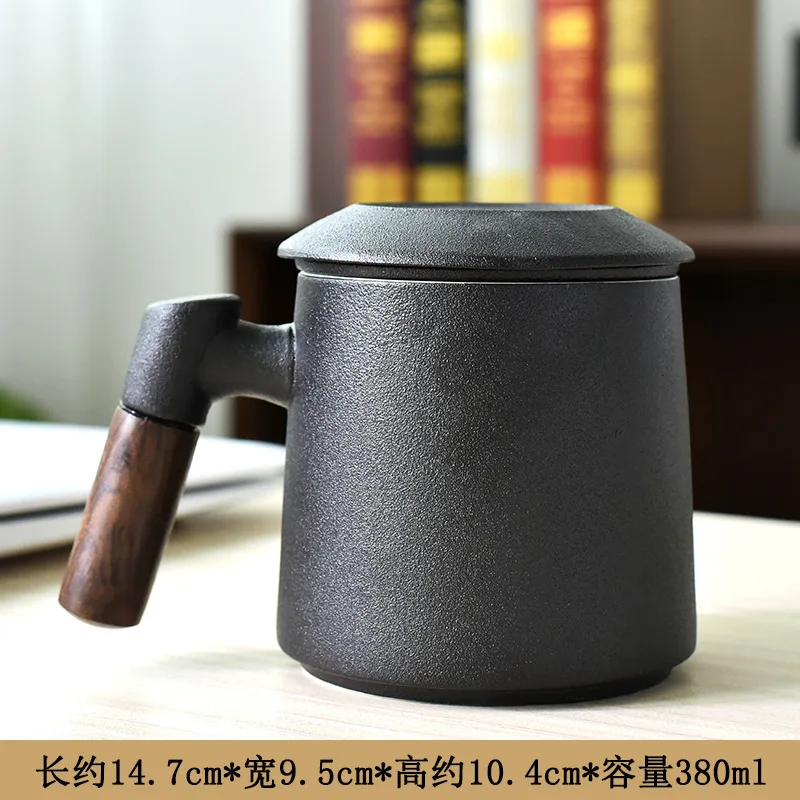 Keramičke Šalice Za čaj S filtrom pokriva Ured za Potrošačka Crna Keramička Šalica Za Odvajanje Čaja, Velikog Kapaciteta