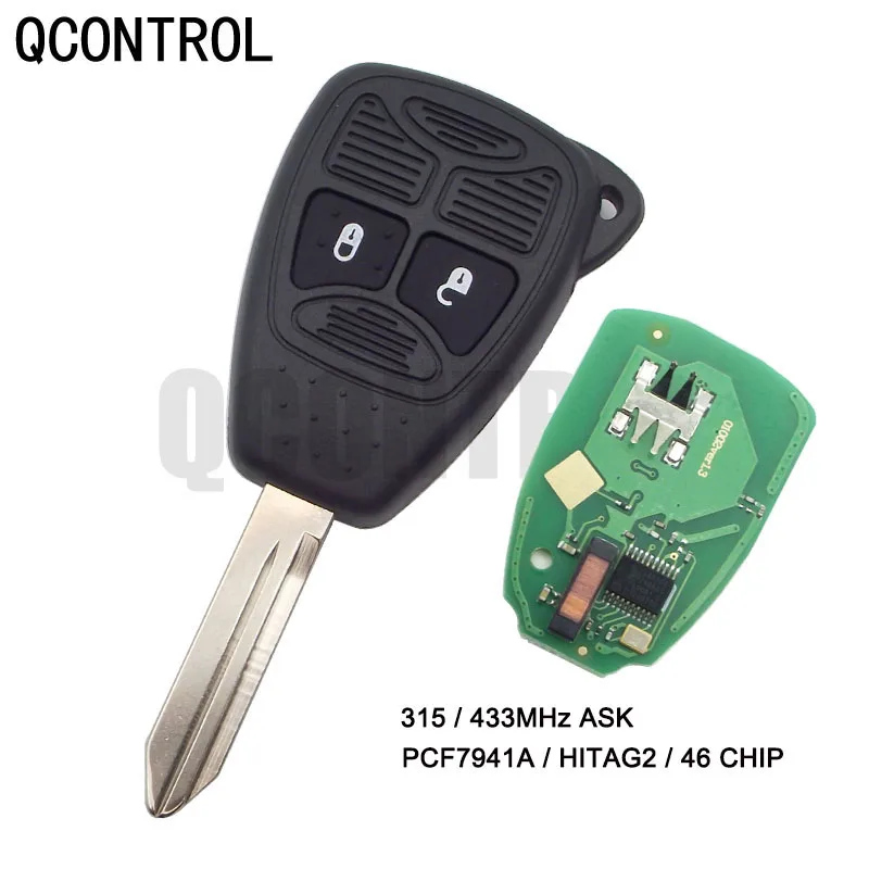 QCONTROL 2 Gumba Smart Remote Privjesak sa ID46 Čip 315/433 Mhz za Chrysler 300C Sebring PT Cruiser 05179516AA Bez Oznake