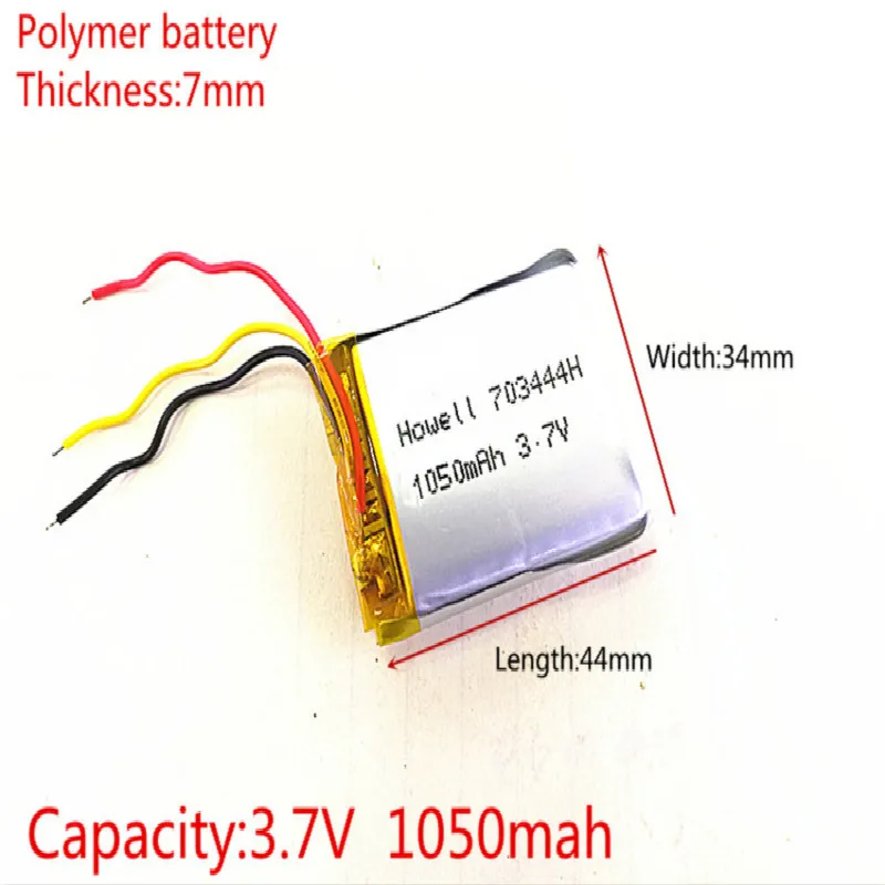 3 linije 3,7 1050 mah Litij-Polimer Li-ion Baterija Za slušalice tahograf MODEL SP5 mp3 mp4 GPS 703444 073444