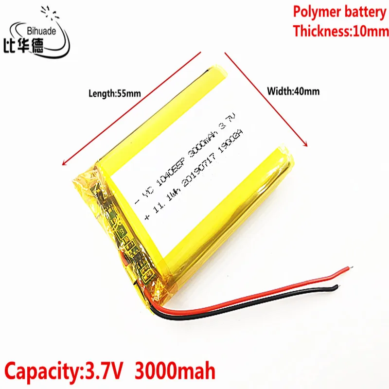 3,7 3000 mah 104055 Polimer Li-Ion li-ion Baterija za Akumulatorske baterije Za Mp3 MP4 MP5 GPS bluetooth mobilni