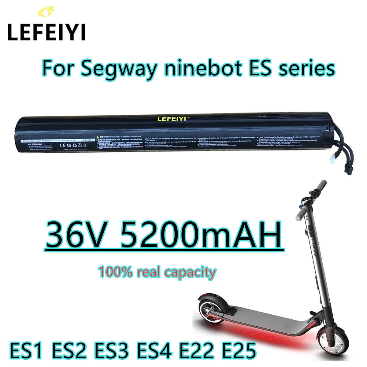 100% Potpuno novi baterija 36 v 5200 mah, pogodan za skuter Ninebot Segway Es1/ES2/Es3/Es4/ES22