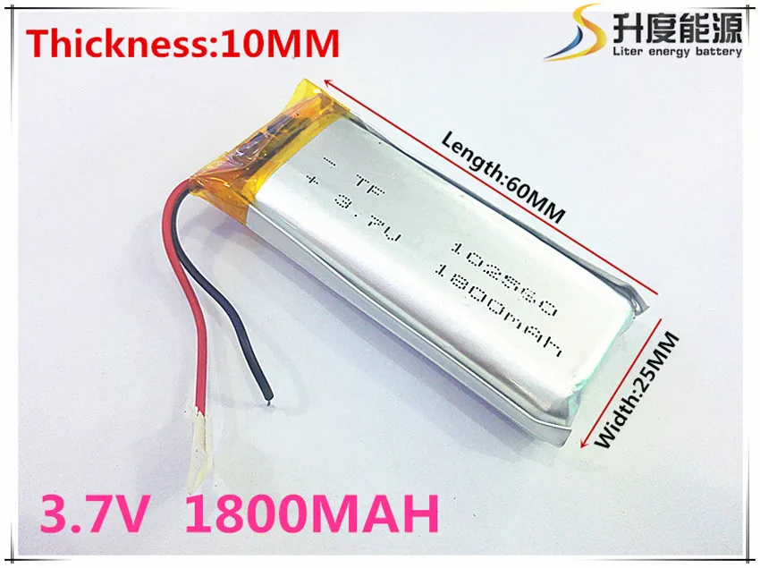 Baterija je litij polimer li-po 102560 1800mah 3.7 V punjive za spiker GPS