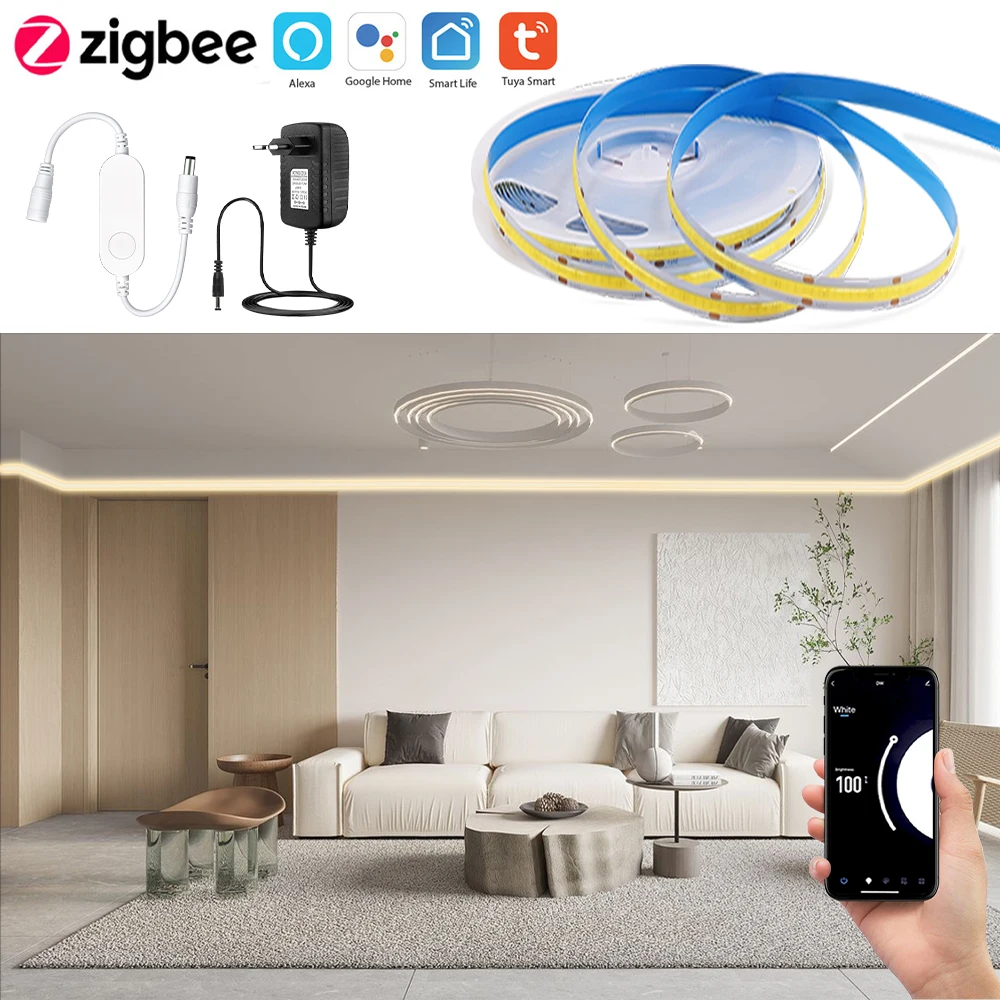 Zigbee upravljanje mobilnim telefonom 5-10 m Trake Led Svjetla za Uređenje Doma Rasvjeta s Podesivim Ona Fleksibilne COB Tuya smart led trake