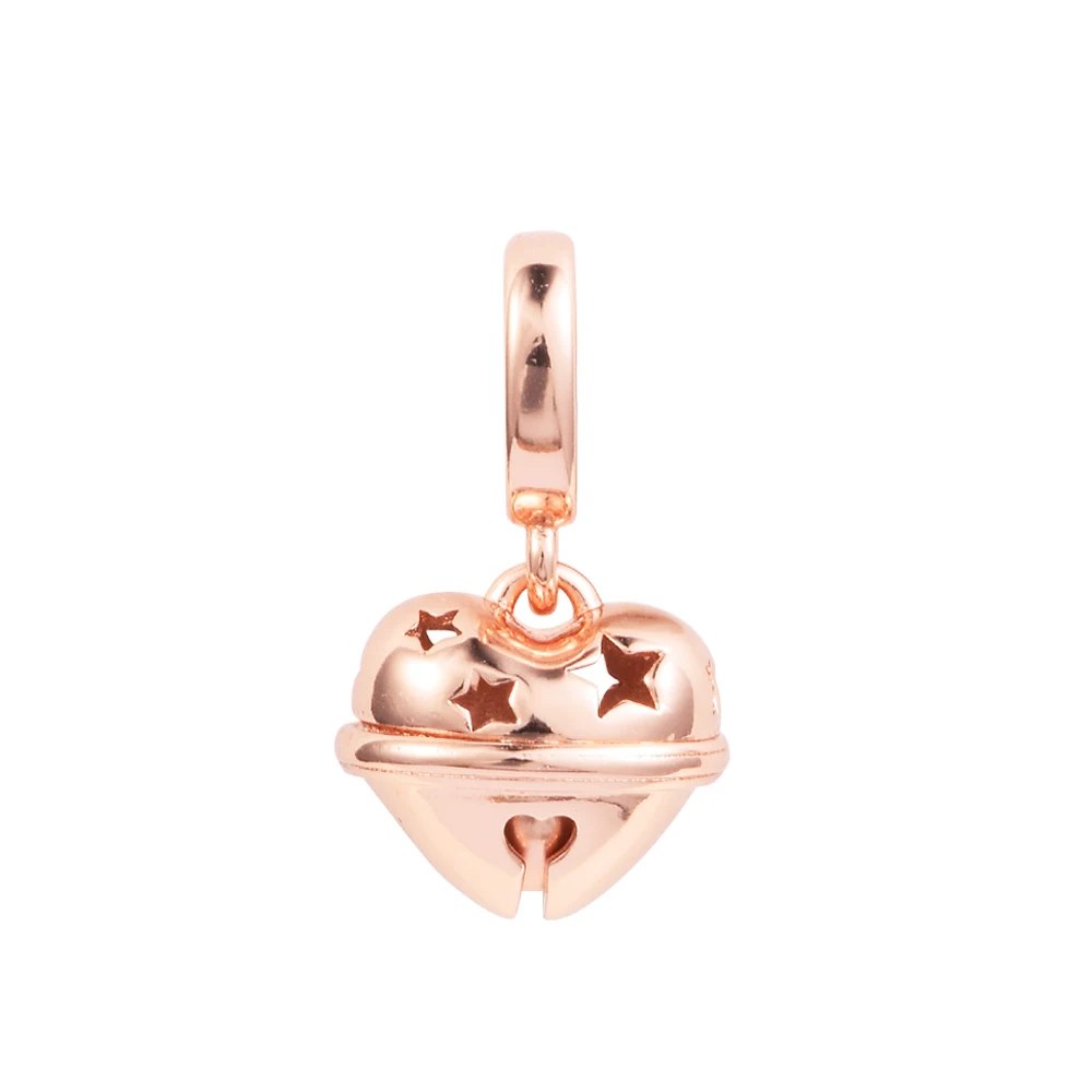 Pogodan Pandora Narukvica 925 Sterling Srebra Rose Gold Svečane Zvono Viseći Ovjes Kristalne Perle, Nakit za Žene DIY Izrada
