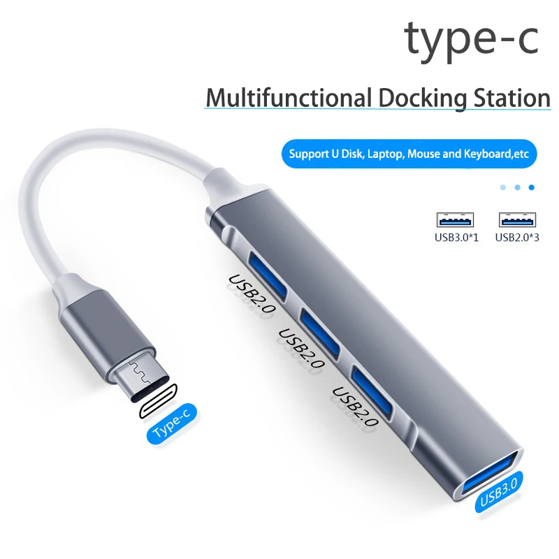 USB Type C Hub 4 Port Multi Razdjelnik Adapter Mini USB Hub Proširenje OTG za Macbook Pro 15 Air Mi Pro HUAWEI Prijenosni Koncentrator Podataka