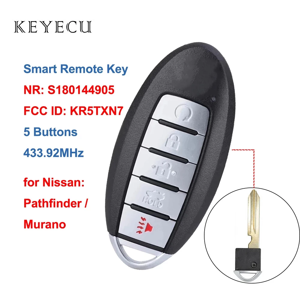 Keyecu S180144905 Pametan Daljinski Privezak 5 Gumba 433,92 Mhz 4A za Nissan Pathfinder Murano 2019 2020 FCC ID: KR5TXN7