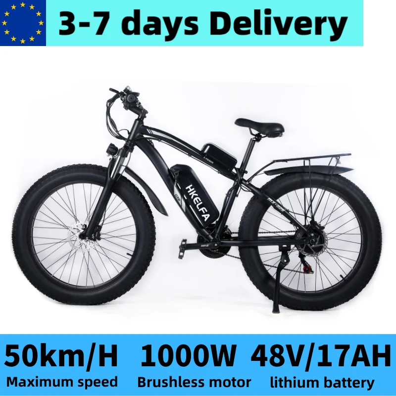 Električni Bicikl, 1000 W Motor 48V17AHlithium Baterija Cross-Country Ebike Odrasla osoba Električni Bicikl 4,0 velike Gume Электромоторциклы