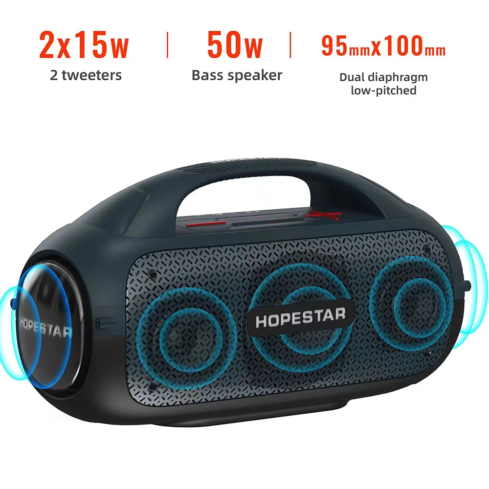 HOPESTAR A50 80 W snaga Bluetooth zvučnik portab vanjski glasno bežični subwoofer Super Osnovni Audio mikrofon za karaoke zvučnik